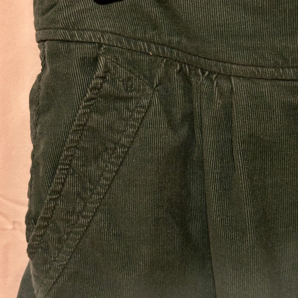 Classic Preppy Bluish Green Corduroy Garnet Hill A Line Mini Skirt w Pockets 18 - Picture 2 of 6